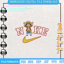 nike luffy one piece embroidery design, nike anime embroidery design