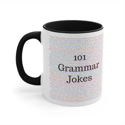 grammar mug, grammar gifts, english teacher gift, 101 grammar jokes, funny english cup, grammar nazi, grammar puns, engl