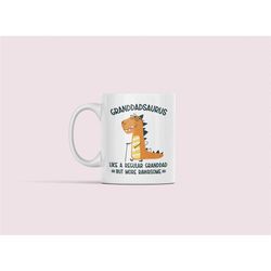 granddad mug, grandadsaurus mug, funny grand dad gifts, dinosaur coffee cup, christmas present for grand dad, unique gra