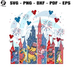 4th of july winnie the pooh and friend patriot day svg file