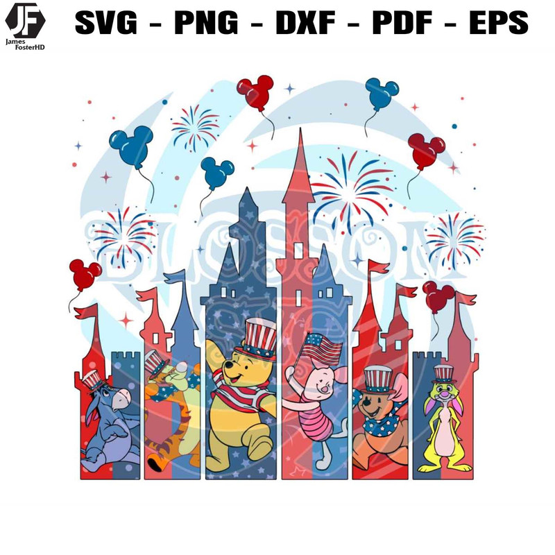 4th Of July Winnie The Pooh And Friend Patriot Day SVG File.jpg