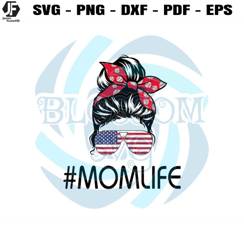 American Mom Life Svg Messy Bun Mom Svg Digital File.jpg