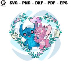 angel kiss stitch wreath valentine svg
