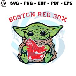 baby yoda hug logo boston red sox svg digital cricut file