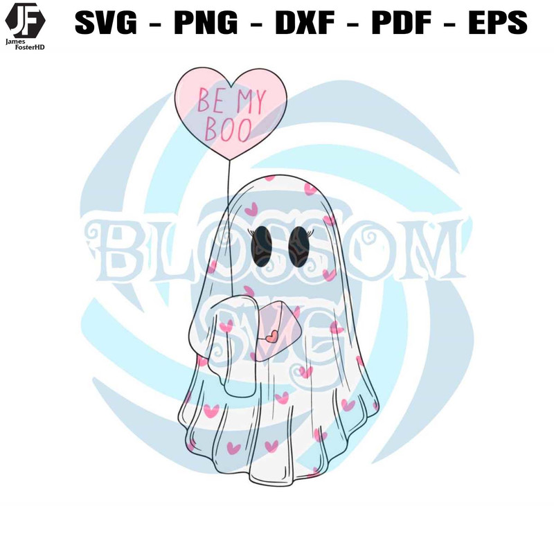 Be My Boo Valentines Ghost With Balloon SVG.jpg