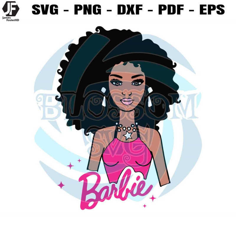 Black Doll Curly Afro SVG Barbie Gift SVG Graphic Design File.jpg