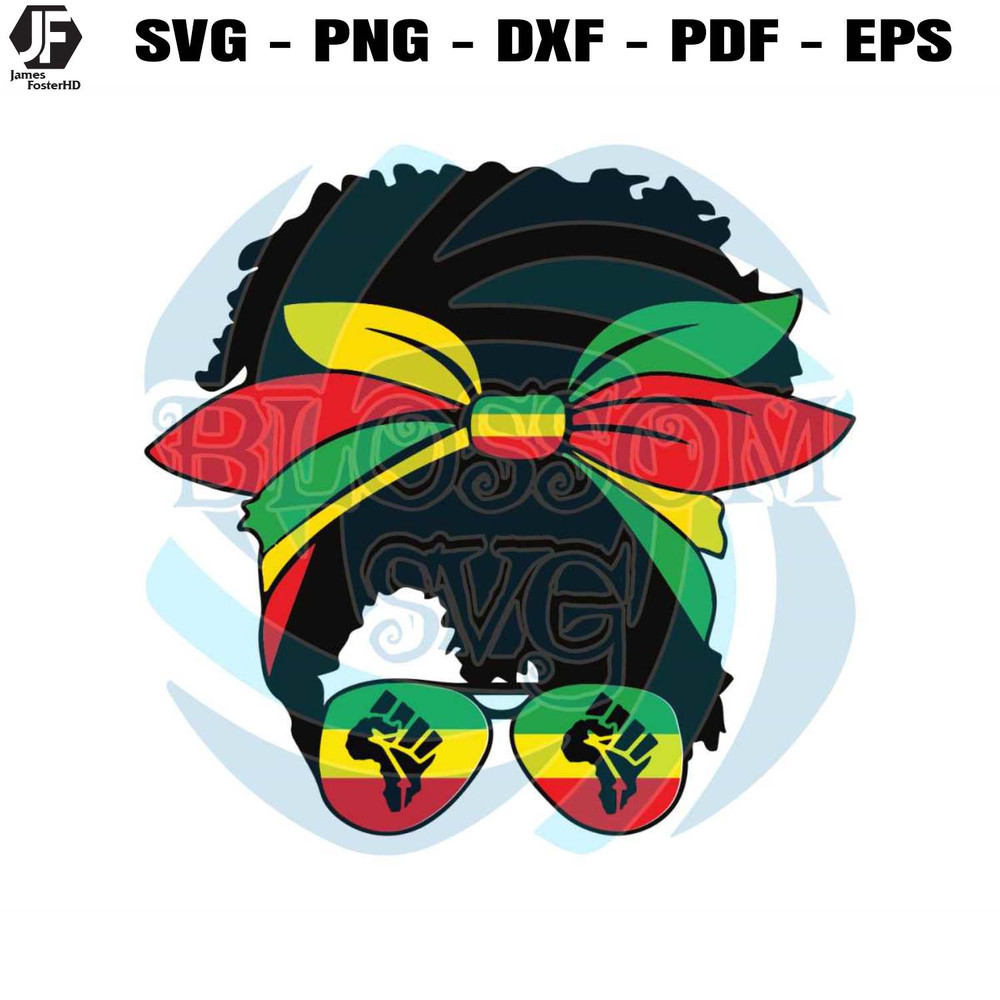 Black Girl Messy Bun SVG Happy Juneteenth Cutting Digital File.jpg