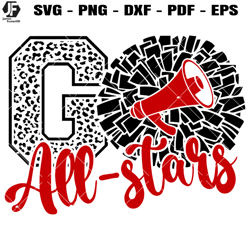 all stars cheer svg, cheerleading all stars svg