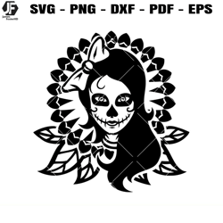 calavera sugar skull svg, girl skull tattoo svg, woman skull