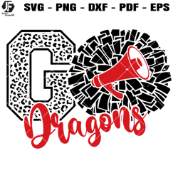 dragons cheer svg, cheerleading dragons svg, go dragons