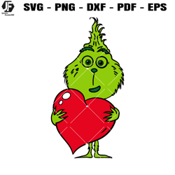 baby grinch with heart svg, love svg, valentines day svg