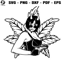 girl with gun weed svg, girl smoking weed svg, evil girl