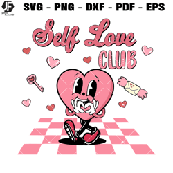 self love club svg, groovy valentine day svg, valentines