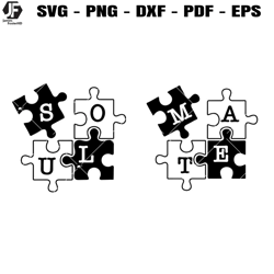 soul mate svg, matching couples svg, love puzzle svg, bundle