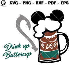 drink up buttercup svg, maui beer svg, moana wine glass svg