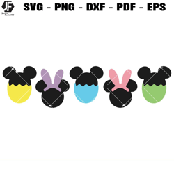 easter disney mouse head svg, mickey easter svg, bunnies