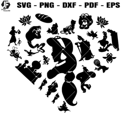 jasmine heart svg, princess of agrabah svg, aladdin svg