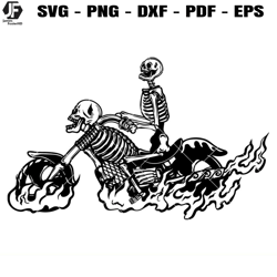 skeleton riding motorcycle svg, skull biker svg, motorbike