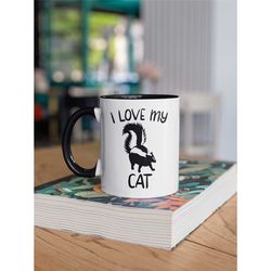 Funny Skunk Mug, Funny Skunk Gift, I Love My Cat Skunk Mug, Skunk Cat Cup, Cat Skunk Present, Skunk Lover Mug, Skunk Ent