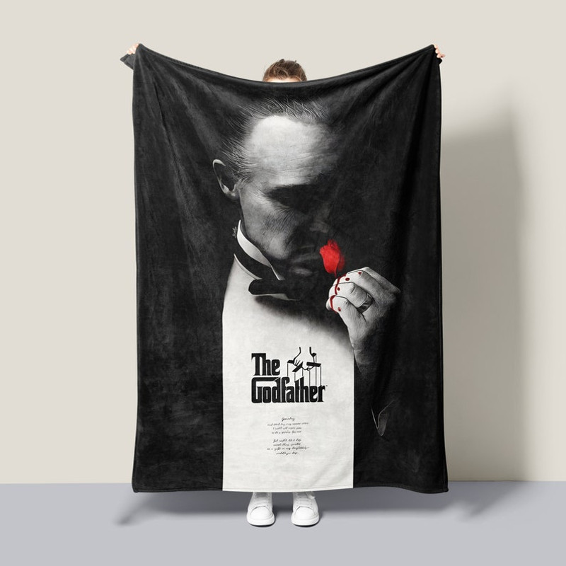 The Godfather Movie Poster Blanket, Retro Film Home Decor, Marlon Brando Francis Ford Coppola Mafia Throw Blanket, Sherpa or Fleece1.jpg