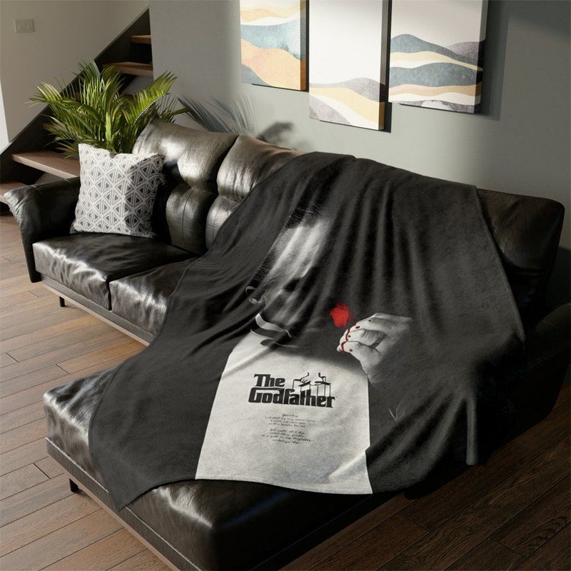 The Godfather Movie Poster Blanket, Retro Film Home Decor, Marlon Brando Francis Ford Coppola Mafia Throw Blanket, Sherpa or Fleece5.jpg