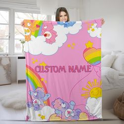 care bears blanket, care bears blanket, care bears bedding blanket, personalized blanket, blanket gift c347