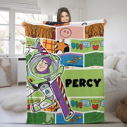 custom name disney buzz lightyear blanket, toy story blanket, disney toy story blanket, toy story characters blanket,bla