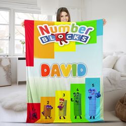 custom numberblocks blanket, numberblocks sofa blanket, numberblocks bedding, numberblocks ba blanket, numberblocks gift