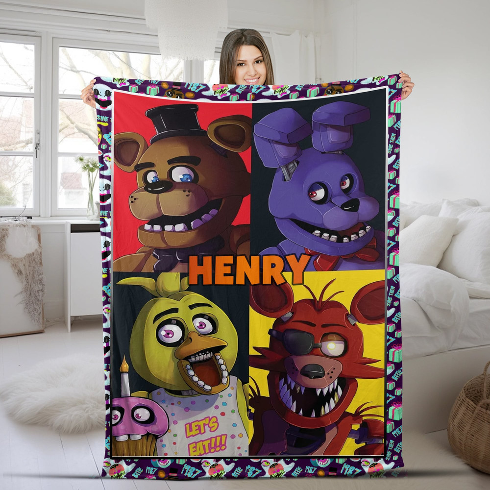 Customized Five Nights at Freddy's Blanket, FNAF Blanket, FNAF Baby Blanket, Custom Blanket with Name, Anniversary, Birthday gift CZCA07.jpg