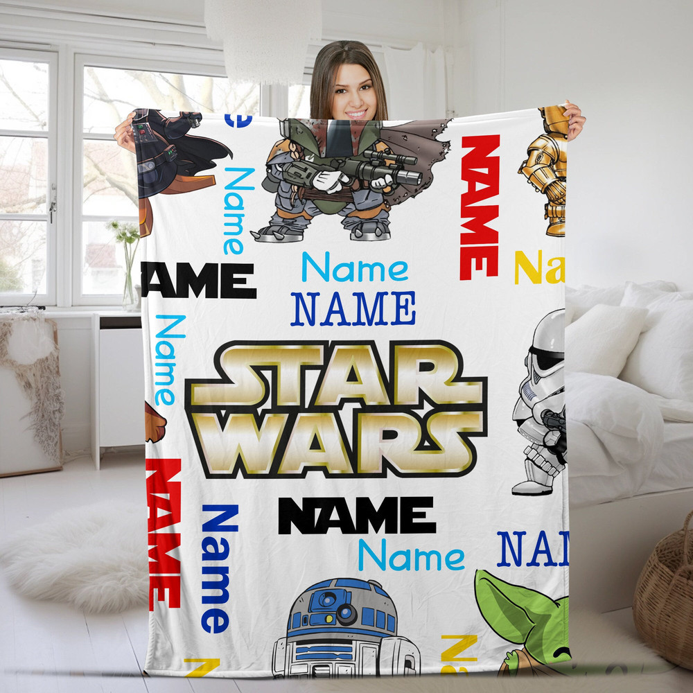 Disney Star Wars Blanket, Custom Name Blanket, Personalized Blanket, Disney Cartoon Characters Blanket, Birthday Gift For Kids NFOP04.jpg