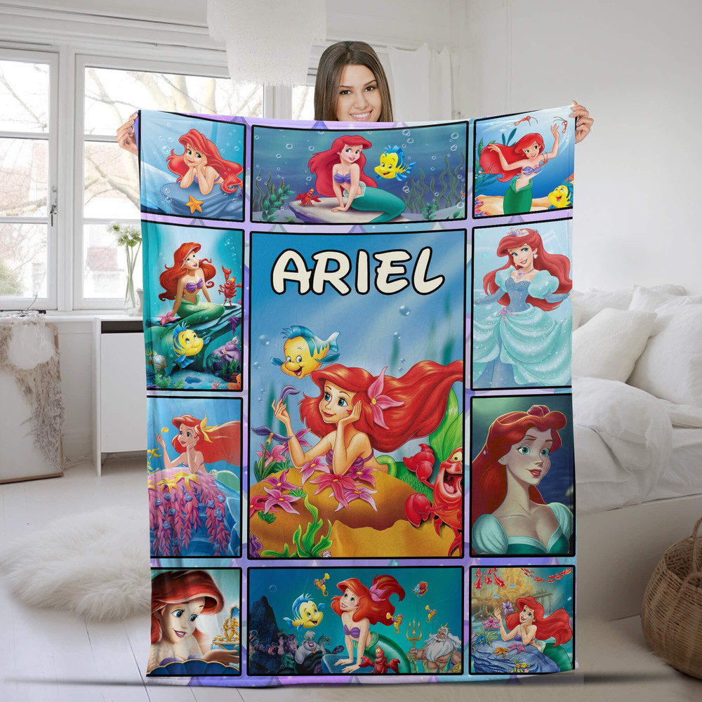 Personalized Ariel Princess Blanket, The Little Mermaid Cartoon Blanket, Disney Movies Blanket, Disney Characters Blanket NFON36.jpg