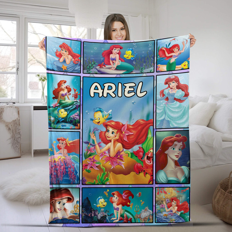 Personalized Ariel Princess Blanket, The Little Mermaid Cartoon Blanket, Disney Movies Blanket, Disney Characters Blanket NFON36.jpg