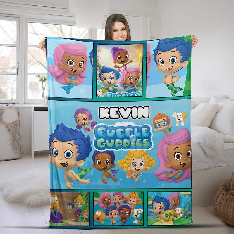 Personalized Bubble Guppies Blanket, Bubble Guppies Party, Bubble Guppies Sofa Blanket, Custom Blanket, Anniversary, Memory CZC148.jpg