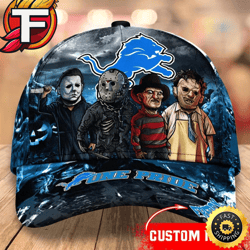 Detroit Lions Nfl Personalized Trending Cap Mixed Horror Movie Characters