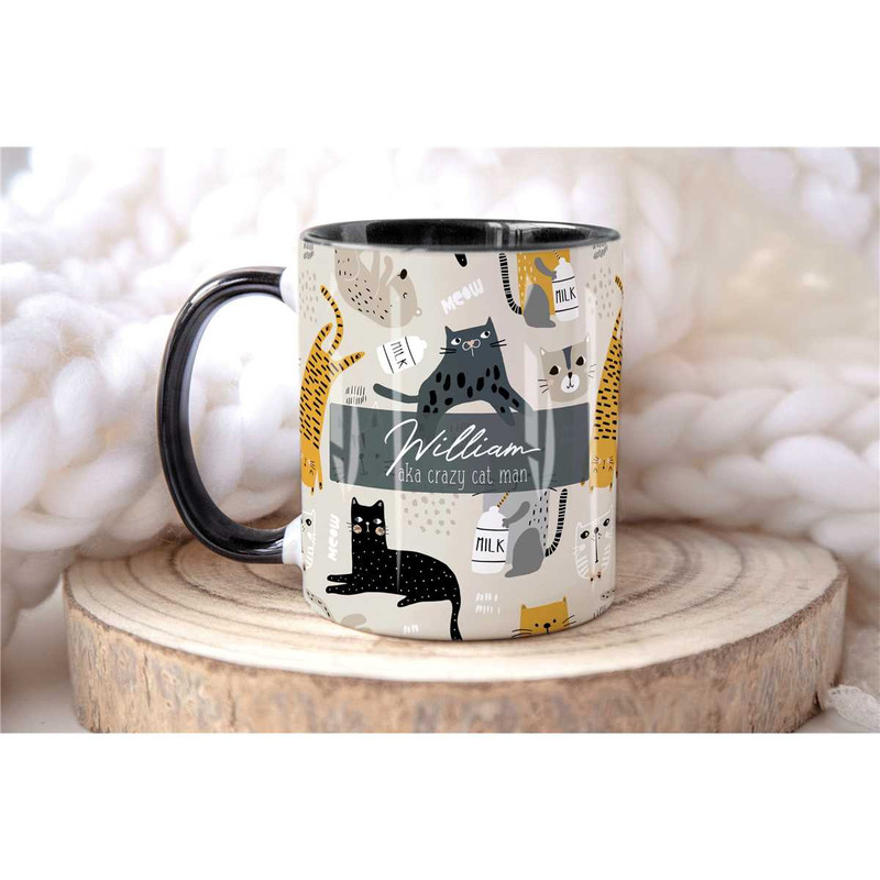 CRAZY CAT MAN Personalised Name Cat Mug, Personalised Mug, Cat Lover Gift For Him, Valentines Gift Him, Brother Dad Son 2.jpg