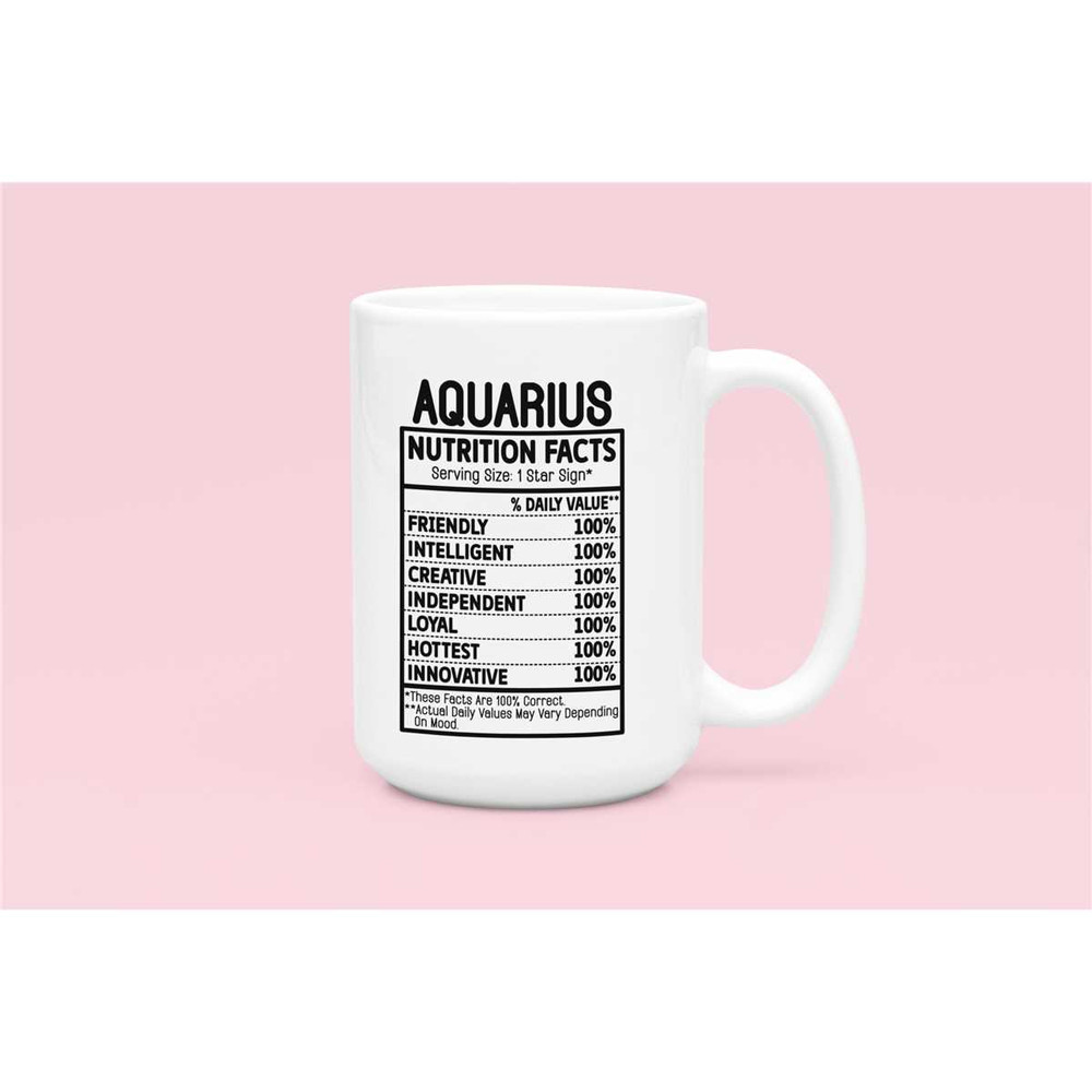 Aquarius Coffee Mug, Aquarius Nutrition Facts, Aquarius Traits, Zodiac Birthday Gift for Her, Horoscope Ceramic Mug.jpg