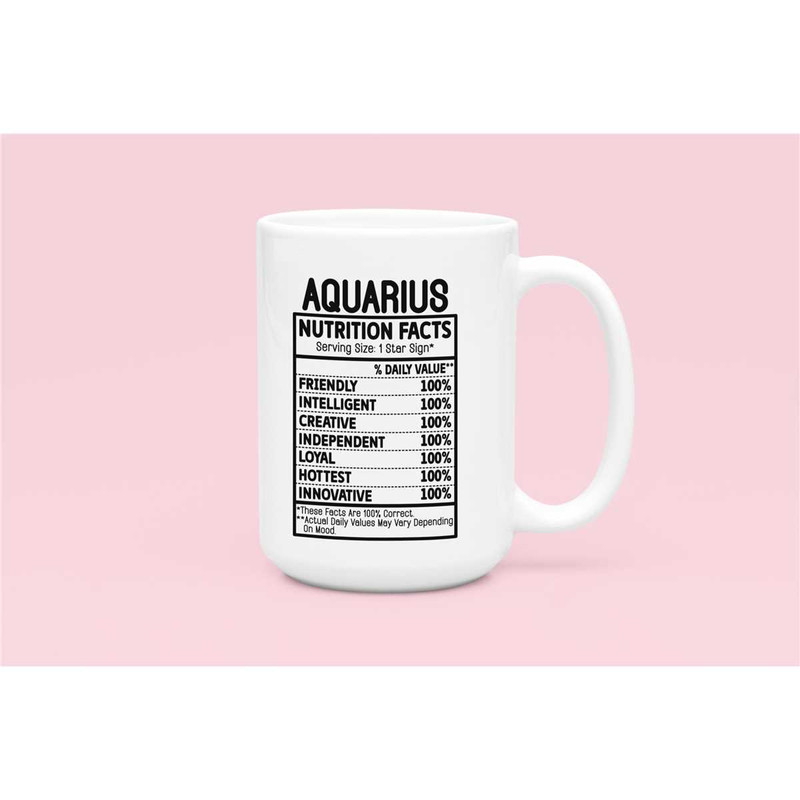 Aquarius Coffee Mug, Aquarius Nutrition Facts, Aquarius Traits, Zodiac Birthday Gift for Her, Horoscope Ceramic Mug.jpg
