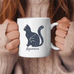 aquarius coffee mug, zodiac birthday gift for her, horoscope ceramic mug 2