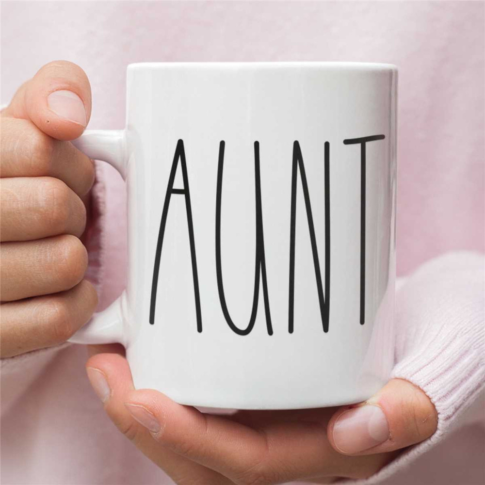 Aunt Mug Gift, Minimalist style mug, rae dunn Inspired Mug for Auntie Birthday or Christmas Present.jpg