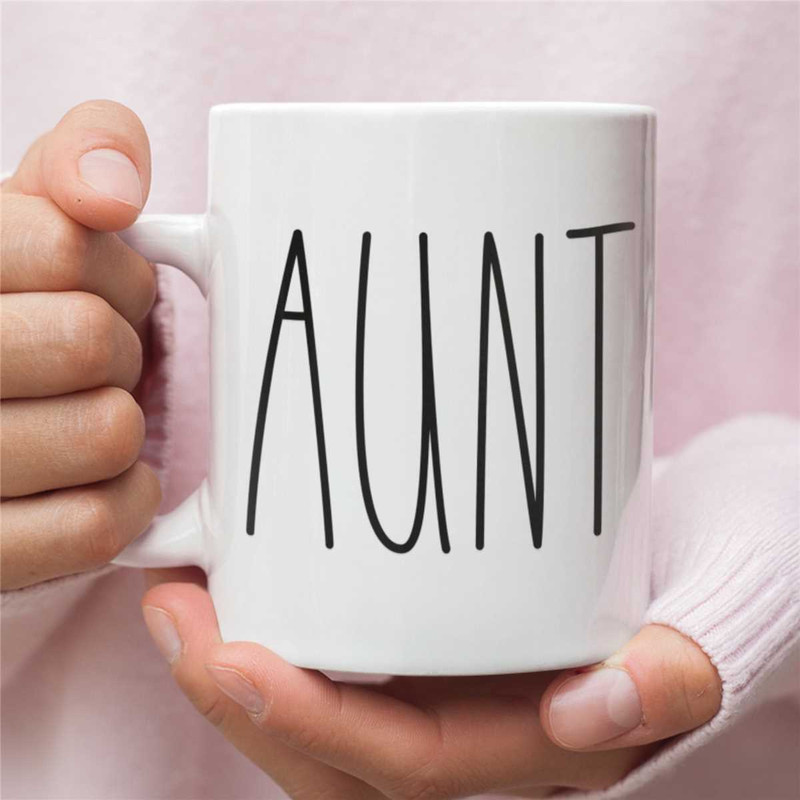 Aunt Mug Gift, Minimalist style mug, rae dunn Inspired Mug for Auntie Birthday or Christmas Present.jpg