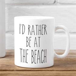 beach mug gift idea i'd rather be at the beach funny coffee cup novelty gift with saying