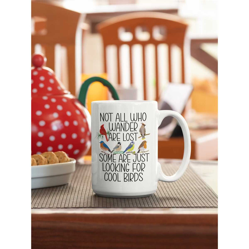 Birdwatching Mug, Bird Lover Gift, Birding Gifts, Bird Watcher Cup, Not all Who Wander are Lost Bird Mug, Gift for Bird.jpg