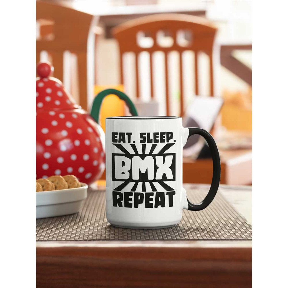 BMX Mug, BMX Gifts, Bmx Bike Coffee Mug, Eat Sleep BMX repeat, Bmx Lover Gifts, Funny Coffee Mug, Birthday Present, Gift.jpg