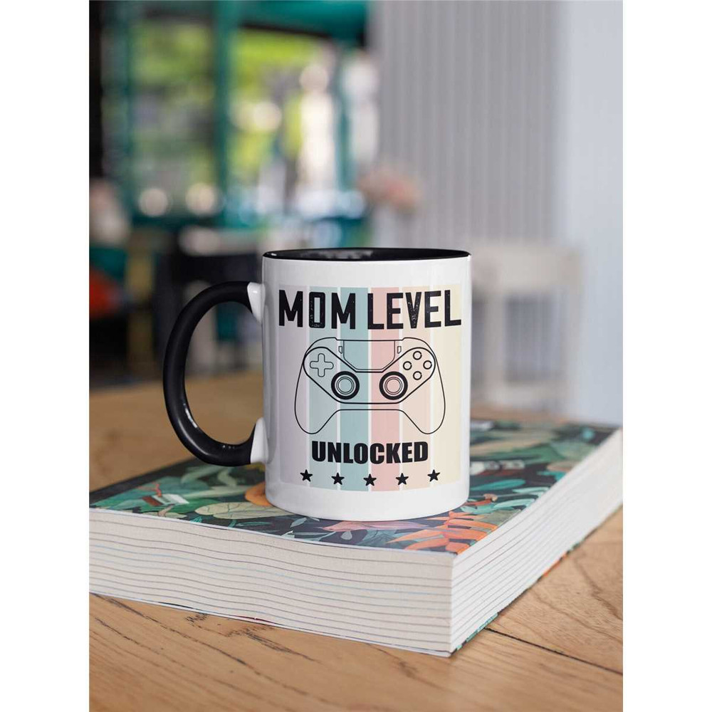Gaming Mom Mug, Gamer Mom Gift, Mom Level Unlocked, New Mom Gift, Pregnancy Announcement Mug, Leveled up To Mom, Pregnan.jpg