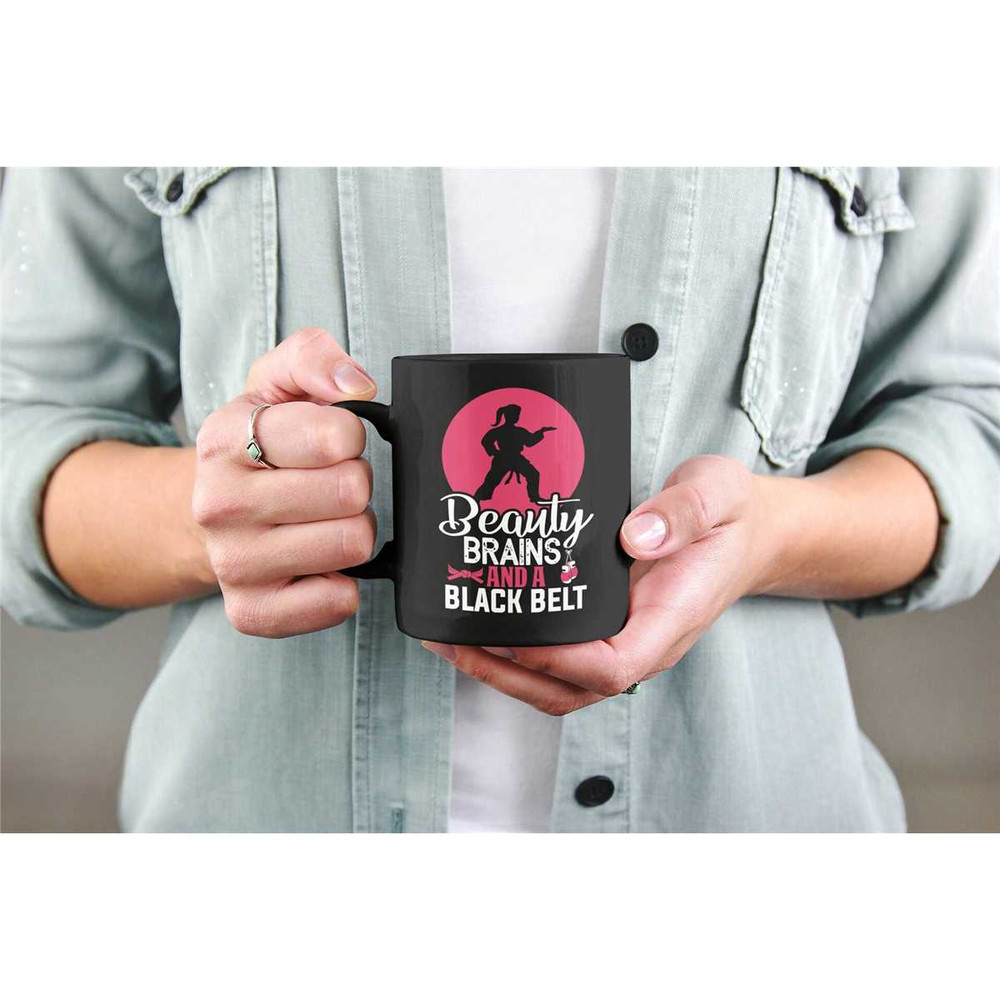 Girl Black Belt Gifts, Lady Martial Arts, Karate Mug, Beauty Brains and a Black Belt, Brazilian Jiu Jitsu, Taekwondo, Co.jpg