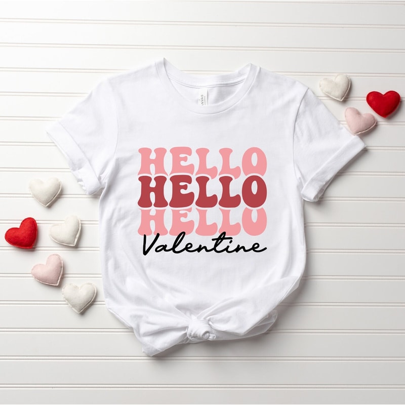 Hello Valentine Shirt, Happy Valentines Day Shirt, Valentine's Day Shirt, Cute Valentine Shirts, Valentines Day Gift, Valentines Shirt.jpg