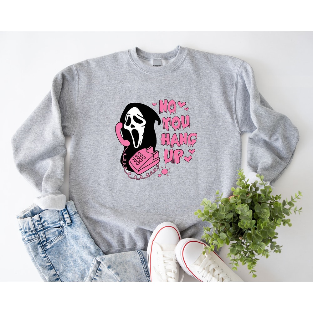 Ghost Face No You Hang Up Shirt, Horror Movie Character Valentine's Day Shirt, No You Hang Up Valentine's Day Couple Hoodie Sweatshirt.jpg