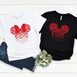 mickey and minnie head love shirt, disney mickey and minnie valentine day couple shirt, disney honey moon shirt, disney