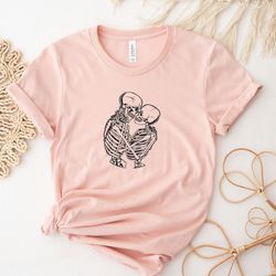 skeleton love shirt, kissing skeletons valentines day shirt hoodie sweatshirt, skeleton romance shirt, skull love shirt