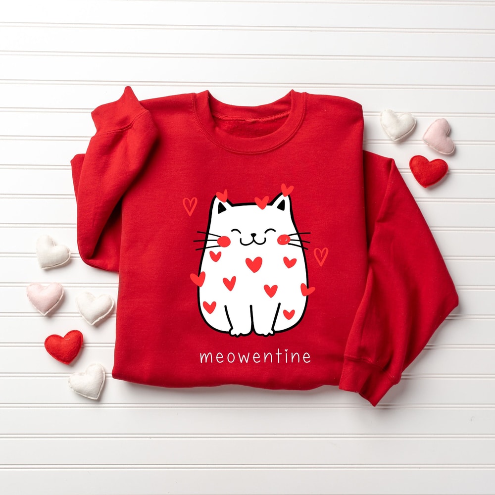 Comfort Colors® Cute Cat Valentine T-Shirt, Valentines Day T-Shirt, Meowentine Valentine Shirt, Funny Valentine Shirt, Valentine Cat Shirt.jpg